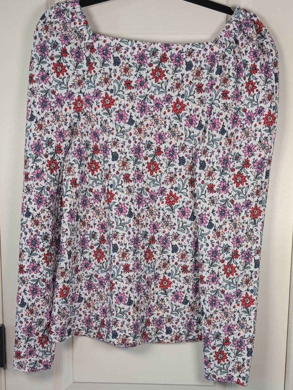 Loft White Floral Long-Sleeve Peasant Top - Picture 8 of 8